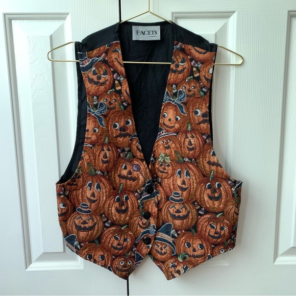🎃 Vintage 90s Halloween Tapestry Vest - Picture 1 of 7